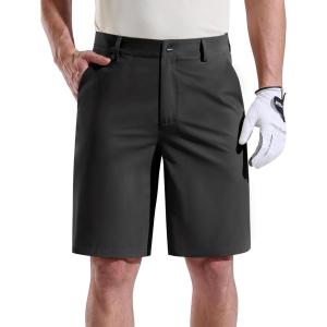 imageFREE SOLDIER Mens Golf Shorts Lightweight Stretch Quick Dry Casual Dress Shorts for Work and Travel with 5 PocketsBlack