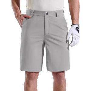 imageFREE SOLDIER Mens Golf Shorts Lightweight Stretch Quick Dry Casual Dress Shorts for Work and Travel with 5 PocketsStone