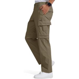 imageFREE SOLDIER Mens Hiking Pants Convertible Waterproof Lightweight Quick Dry Zip Off Cargo PantsArmy Green