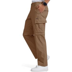 imageFREE SOLDIER Mens Hiking Pants Convertible Waterproof Lightweight Quick Dry Zip Off Cargo PantsBrown