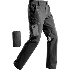 imageFREE SOLDIER Mens Waterproof Hiking Pants Lightweight Stretch Cargo Casual Pants with 5 PocketsBlack
