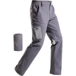 imageFREE SOLDIER Mens Waterproof Hiking Pants Lightweight Stretch Cargo Casual Pants with 5 PocketsGray