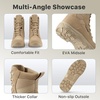 image:imageFREE SOLDIER Womens Tactical Boots 8 Inches Lightweight Combat Boot Durable Military Work Outdoors Boots Desert Boot for WomenTan