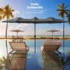 image:imageFREE SOLDIER 13ft Patio Umbrella Double Sided Outdoor Umbrella for Patio Table Umbrella with Solar lights for Garden Yard Pool TanDark Gray
