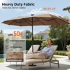 image:imageFREE SOLDIER 13ft Patio Umbrella Double Sided Outdoor Umbrella for Patio Table Umbrella with Solar lights for Garden Yard Pool TanTan