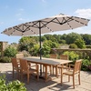 image:imageFREE SOLDIER 13ft Patio Umbrella Double Sided Outdoor Umbrella for Patio Table Umbrella with Solar lights for Garden Yard Pool TanBeige