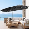 image:imageFREE SOLDIER 13ft Patio Umbrella Double Sided Outdoor Umbrella for Patio Table Umbrella with Solar lights for Garden Yard Pool TanDark Gray