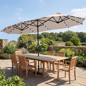 image:imageFREE SOLDIER 13ft Patio Umbrella Double Sided Outdoor Umbrella for Patio Table Umbrella with Solar lights for Garden Yard Pool TanBeige