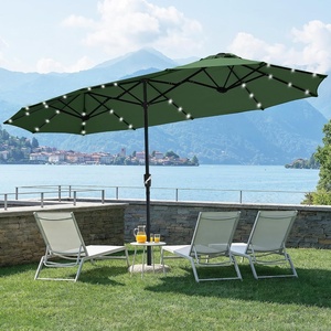 image:imageFREE SOLDIER 13ft Patio Umbrella Double Sided Outdoor Umbrella for Patio Table Umbrella with Solar lights for Garden Yard Pool TanDark Green