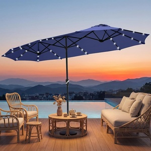 image:imageFREE SOLDIER 13ft Patio Umbrella Double Sided Outdoor Umbrella for Patio Table Umbrella with Solar lights for Garden Yard Pool TanNavy