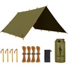 image:imageFREE SOLDIER Tarp Waterproof 3 x 3 m Ultralight Tent Tarpaulin UV Protection Camping Awning Tent Outdoor Large Tarp for Camping Hiking Outdoor Activities Olive GreenMud Colour