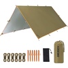 image:imageFree Soldier Tarp Waterproof 3 x 3 m Ultralight Tent Tarpaulin UV Protection Camping Awning Tent Outdoor Large Tarp for Camping Hiking Outdoor Activities Chestnut BrownSilver