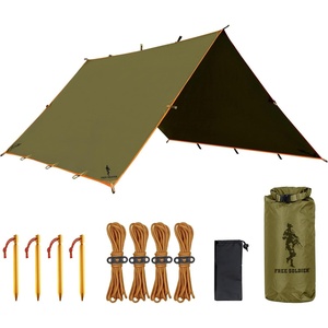 image:imageFREE SOLDIER Tarp Waterproof 3 x 3 m Ultralight Tent Tarpaulin UV Protection Camping Awning Tent Outdoor Large Tarp for Camping Hiking Outdoor Activities Olive GreenMud Colour