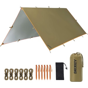 image:imageFree Soldier Tarp Waterproof 3 x 3 m Ultralight Tent Tarpaulin UV Protection Camping Awning Tent Outdoor Large Tarp for Camping Hiking Outdoor Activities Chestnut BrownSilver