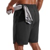image:imageFREE SOLDIER 2 Pack Mens 9 Quick Dry Athletic Shorts  Lightweight 4Way Stretch Hidden Pockets Elastic Waistband for Gym Workout Running Basketball CasualBlackgreen