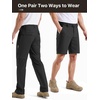 image:imageFREE SOLDIER Mens Convertible Hiking Pants Quick Dry Zip Off Fishing Pants  with Belt Adjustable Drawstring UPF 50 Outdoor Lightweight Travel Pants 4Way Stretch Waterproof and BreathableBlack