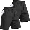 image:imageFREE SOLDIER 2 Pack Mens 9 Quick Dry Athletic Shorts  Lightweight 4Way Stretch Hidden Pockets Elastic Waistband for Gym Workout Running Basketball CasualBlackblack